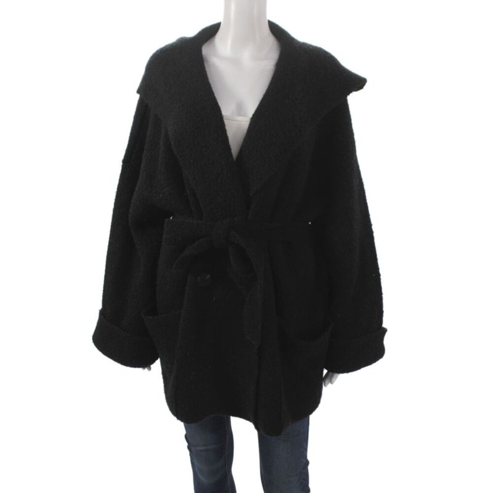 Helsa Women Classic Black Button Coat Long Sleeve Size S